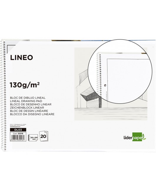 Bloc dibujo liderpapel esbozos espiral din a4 210x297mm 100 hojas 90g/m2  sin recuadro