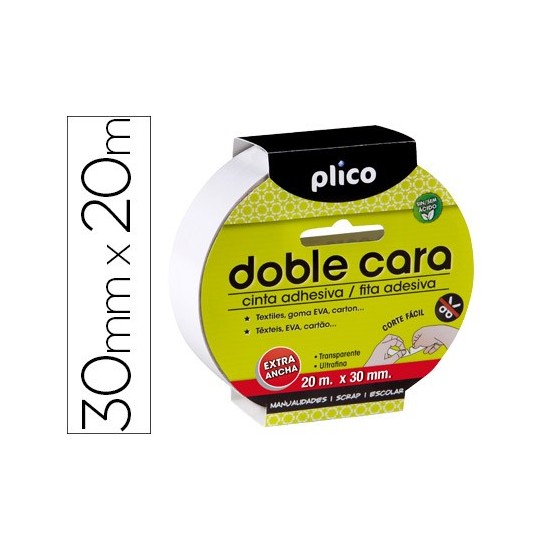 🎨 🖌 CINTA ADHESIVA PLICO DOBLE CARA 30mm X 20m - Compre