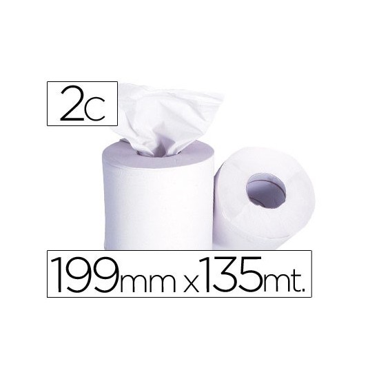 PAPEL SECAMANOS 2 CAPAS 199 MM X 135 MT -MANDRIL 76 MMDIAMETRO 197 MM