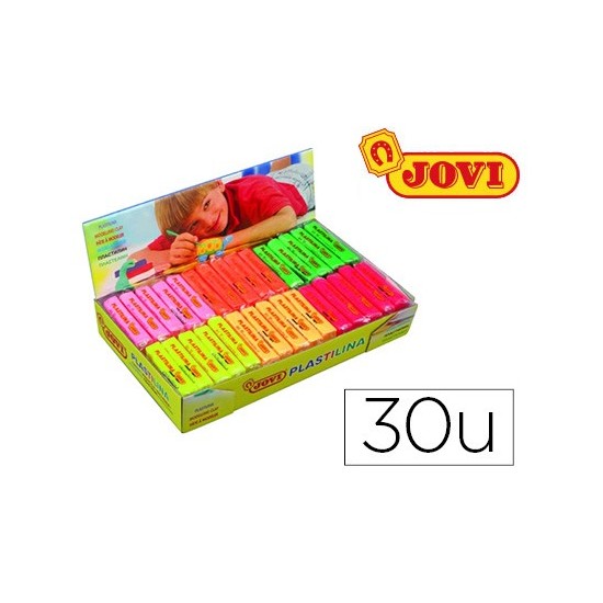 PLASTILINA JOVI 70F TAMAÑO PEQUEÑO CAJA DE 30 UNIDADES COLORES FLUO