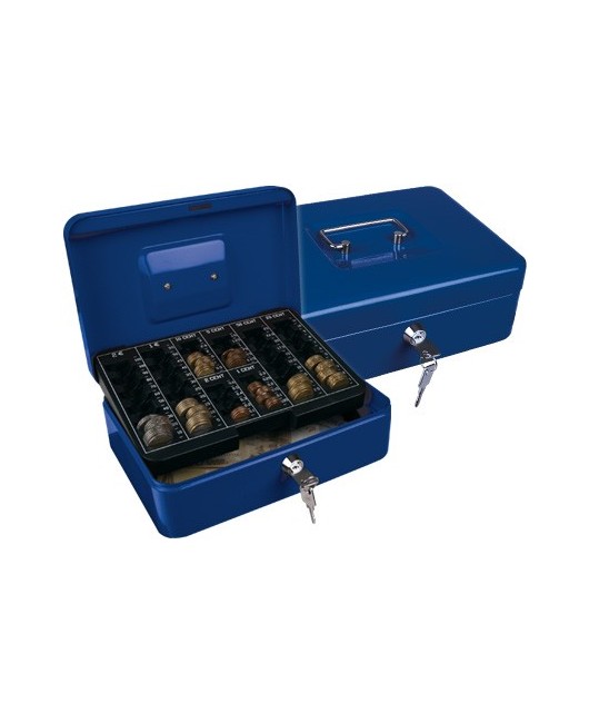 Caja Caudales Q-Connect 10 250X180X90 mm Azul con Portamonedas