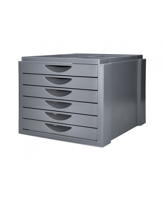 FICHERO CAJONES DE SOBREMESA Q-CONNECT BANDEJA ORGANIZADORA SUPERIOR 6 CAJONES COLOR GRIS OPACO