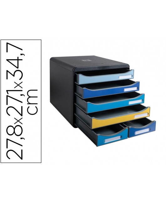 FICHERO CAJONES SOBREMESA EXACOMPTA BIG BOX MAXI BEE BLUE 6 CAJONES COLORES SURTIDOS