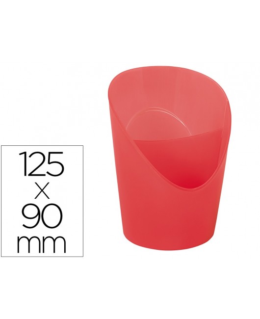 CUBILETE PORTALAPICES ESSELTE CORAL TRANSLUCIDO PLASTICO COLOUR BREEZE REDONDO DIAMETRO 90 MM ALTO 125 MM
