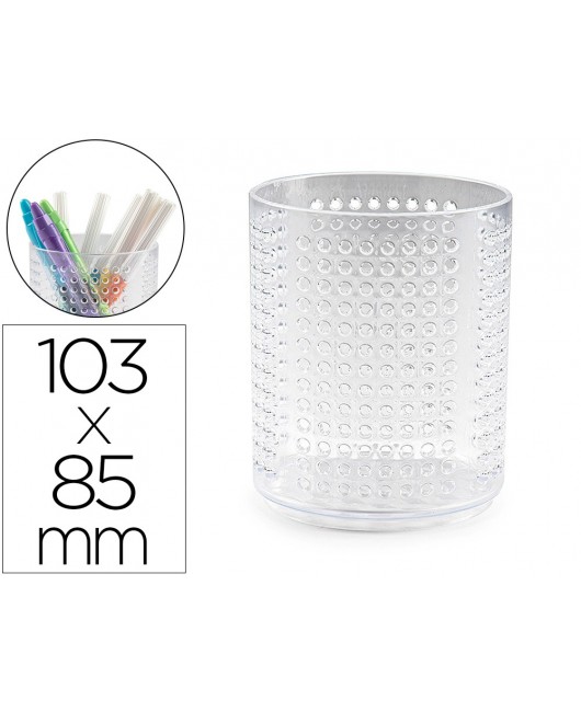 CUBILETE PORTALAPICES PLASTIFORTE TRANSPARENTE ORGANIZER REDONDO Nº6 DIAMETRO 85 MM ALTO 103 MM