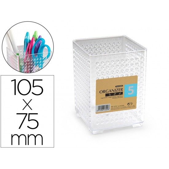 CUBILETE PORTALAPICES PLASTIFORTE TRANSPARENTE PLASTICO ORGANIZER CUADRADO Nº5 75X75X105 MM CUBILETE PORTALAPICES PLASTIFORTE TRANSPARENTE PLASTICO ORGANIZER CUADRADO Nº5 75X75X105 MM