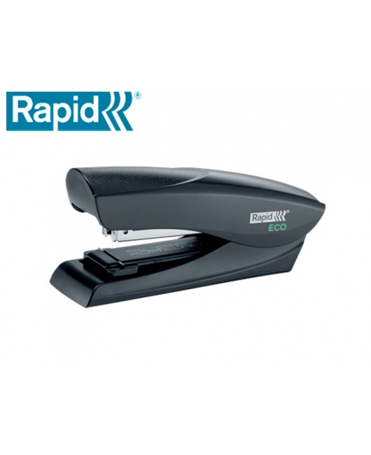 GRAPADORA RAPID FASHION ECO PLASTICO 100% RECICLADO CAPACIDAD 25 HOJAS USA GRAPAS 24/6 Y 26/6 COLOR NEGRO