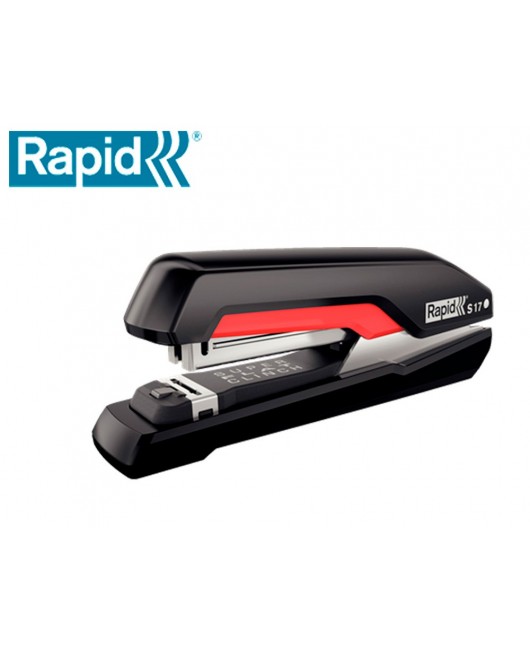 GRAPADORA RAPID S17 FULLSTRIP PLASTICO CAPACIDAD DE GRAPADO 30 HOJAS USA GRAPAS 24/6 Y 26/6 COLOR NEGRO/ROJO
