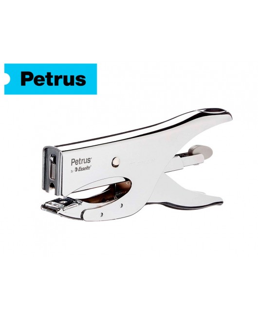 GRAPADORA PETRUS DE TENAZA 222 METALICA CROMADA CAPACIDAD DE GRAPADO 40 HOJAS USA GRAPAS 22/6-8 Y 24/6-8
