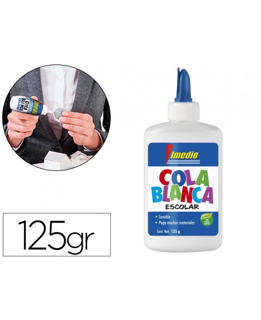PEGAMENTO COLA BLANCA IMEDIO ESCOLAR LAVABLE BOTE DE 125 GR