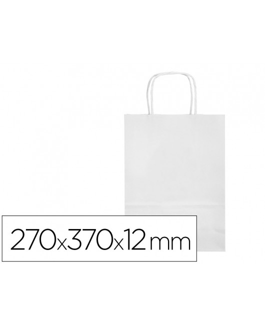 BOLSA PAPEL Q-CONNECT CELULOSA BLANCO M CON ASA RETORCIDA 270X370X12 MM