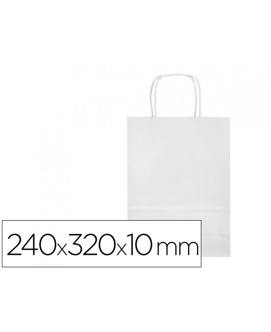 BOLSA PAPEL Q-CONNECT CELULOSA BLANCO S CON ASA RETORCIDA 240X320X10 MM