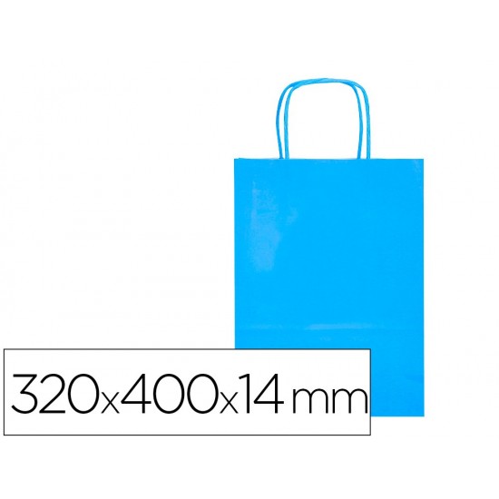 BOLSA PAPEL Q-CONNECT CELULOSA CELESTE L CON ASA RETORCIDA 320X400X14 MM BOLSA PAPEL Q-CONNECT CELULOSA CELESTE L CON ASA RETORCIDA 320X400X14 MM