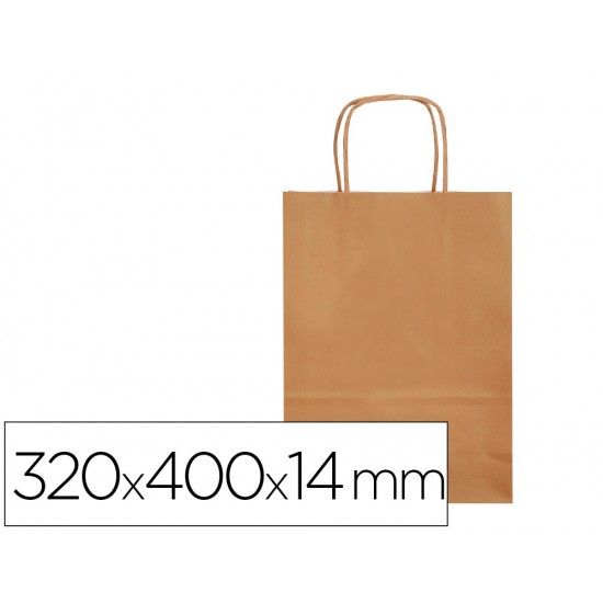 BOLSA PAPEL Q-CONNECT CELULOSA NATURAL LISO L CON ASA RETORCIDA 320X400X14 MM BOLSA PAPEL Q-CONNECT CELULOSA NATURAL LISO L CON ASA RETORCIDA 320X400X14 MM