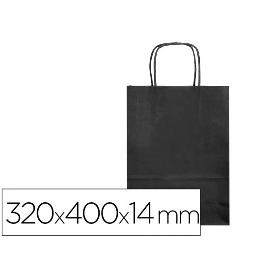 BOLSA PAPEL Q-CONNECT CELULOSA NEGRO L CON ASA RETORCIDA 320X400X14 MM BOLSA PAPEL Q-CONNECT CELULOSA NEGRO L CON ASA RETORCIDA 320X400X14 MM