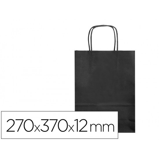 BOLSA PAPEL Q-CONNECT CELULOSA NEGRO M CON ASA RETORCIDA 270X370X12 MM BOLSA PAPEL Q-CONNECT CELULOSA NEGRO M CON ASA RETORCIDA 270X370X12 MM