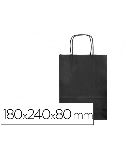BOLSA PAPEL Q-CONNECT CELULOSA NEGRO XS CON ASA RETORCIDA 180X240X80 MM