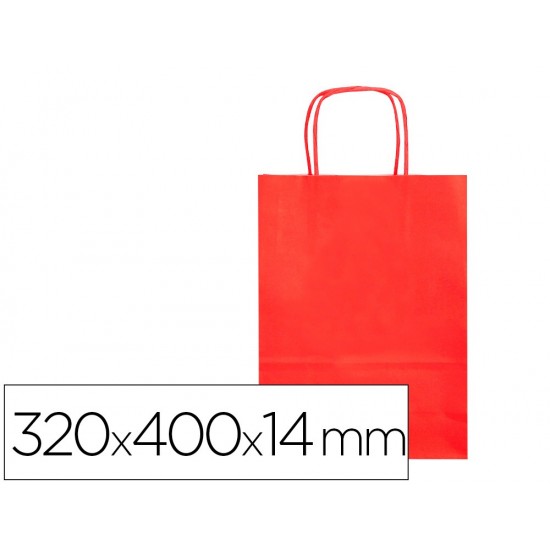 BOLSA PAPEL Q-CONNECT CELULOSA ROJO L CON ASA RETORCIDA 320X400X14 MM BOLSA PAPEL Q-CONNECT CELULOSA ROJO L CON ASA RETORCIDA 320X400X14 MM