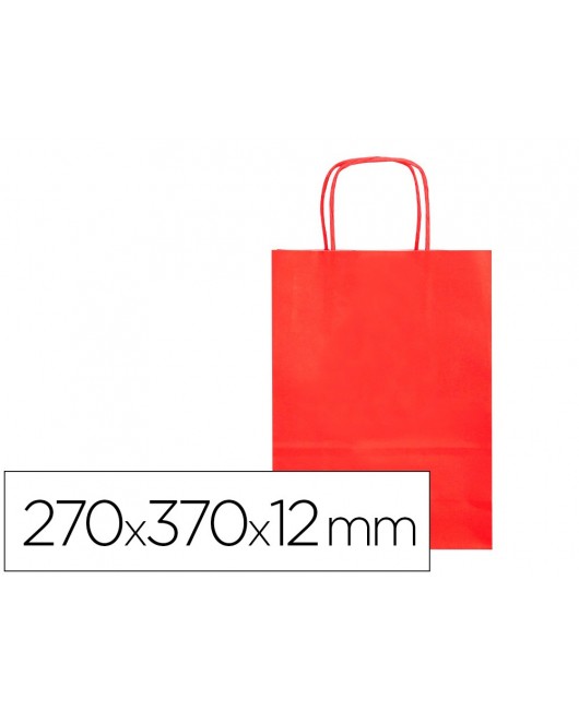 BOLSA PAPEL Q-CONNECT CELULOSA ROJO M CON ASA RETORCIDA 270X370X12 MM