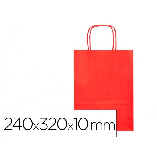 BOLSA PAPEL Q-CONNECT CELULOSA ROJO S CON ASA RETORCIDA 240X320X10 MM BOLSA PAPEL Q-CONNECT CELULOSA ROJO S CON ASA RETORCIDA 240X320X10 MM