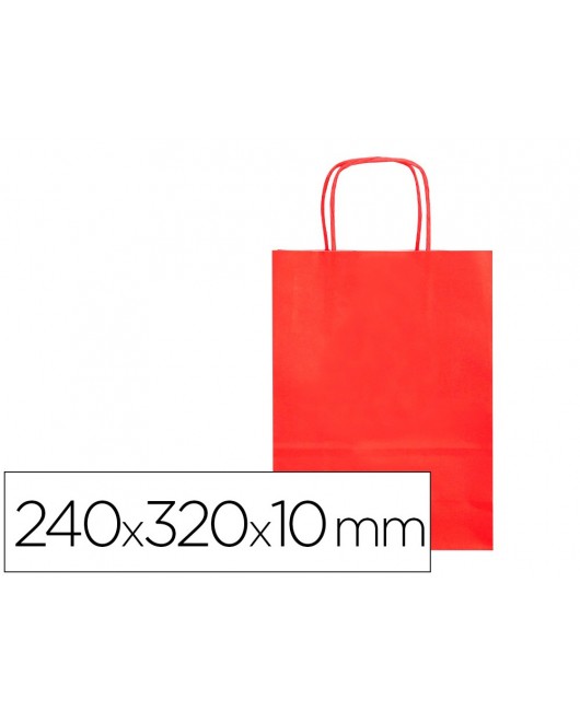 BOLSA PAPEL Q-CONNECT CELULOSA ROJO S CON ASA RETORCIDA 240X320X10 MM