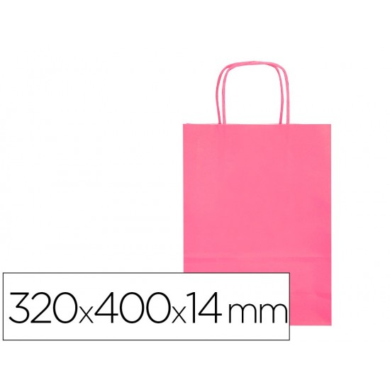 BOLSA PAPEL Q-CONNECT CELULOSA ROSA L CON ASA RETORCIDA 320X400X14 MM BOLSA PAPEL Q-CONNECT CELULOSA ROSA L CON ASA RETORCIDA 320X400X14 MM