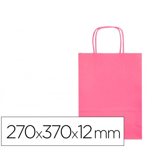 BOLSA PAPEL Q-CONNECT CELULOSA ROSA M CON ASA RETORCIDA 270X370X12 MM BOLSA PAPEL Q-CONNECT CELULOSA ROSA M CON ASA RETORCIDA 270X370X12 MM