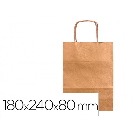 BOLSA PAPEL Q-CONNECT KRAFT NATURAL LISO XS CON ASA RETORCIDA 180X240X80 MM BOLSA PAPEL Q-CONNECT KRAFT NATURAL LISO XS CON ASA RETORCIDA 180X240X80 MM