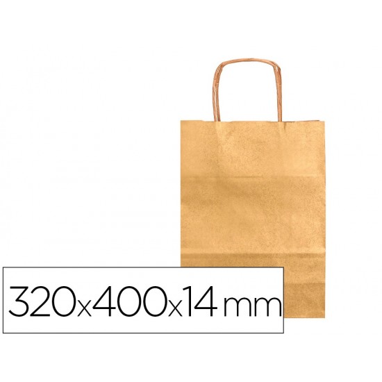 BOLSA PAPEL Q-CONNECT KRAFT ORO L CON ASA RETORCIDA 320X400X14 MM BOLSA PAPEL Q-CONNECT KRAFT ORO L CON ASA RETORCIDA 320X400X14 MM