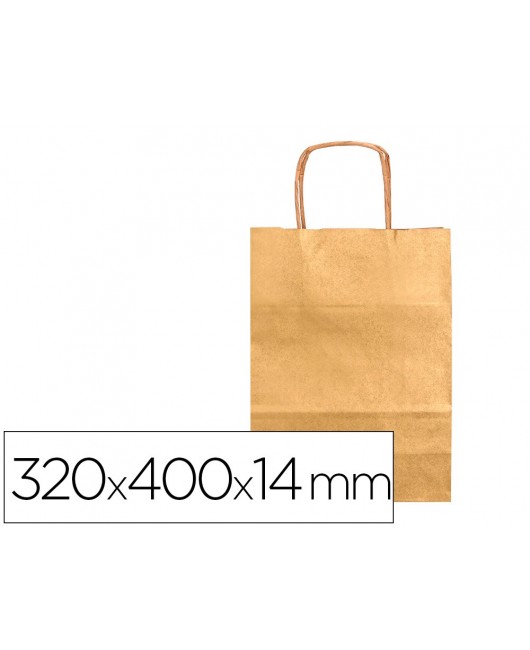 BOLSA PAPEL Q-CONNECT KRAFT ORO L CON ASA RETORCIDA 320X400X14 MM