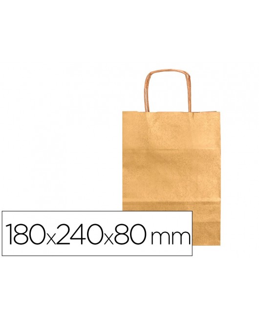 BOLSA PAPEL Q-CONNECT KRAFT ORO XS CON ASA RETORCIDA 180X240X80 MM