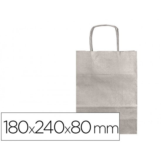 BOLSA PAPEL Q-CONNECT KRAFT PLATA XS CON ASA RETORCIDA 180X240X80 MM BOLSA PAPEL Q-CONNECT KRAFT PLATA XS CON ASA RETORCIDA 180X240X80 MM