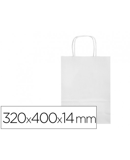 BOLSA PAPEL Q-CONNECT CELULOSA BLANCO L CON ASA RETORCIDA 320X400X14 MM