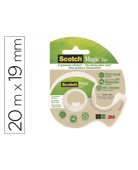 CINTA ADHESIVA SCOTCH MAGIC INVISIBLE 20 MT X 19 MM ECOLOGICA EN MINIPORTARROLLO