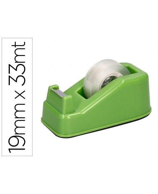 PORTARROLLO SOBREMESA LIDERPAPEL ECOUSE 100% PLASTICO RECICLADO PARA CINTA DE 33 MT COLOR VERDE