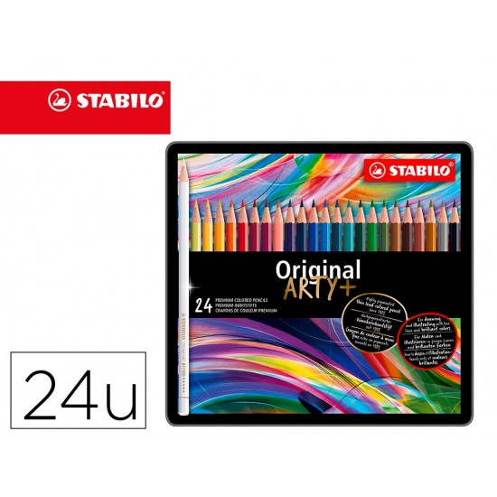 LAPICES DE COLORES STABILO ACUARELABLES ORIGINAL ARTY ESTUCHE METALICO DE 24 COLORES SURTIDOS LAPICES DE COLORES STABILO ACUARELABLES ORIGINAL ARTY ESTUCHE METALICO DE 24 COLORES SURTIDOS