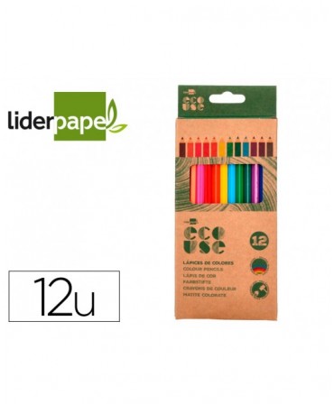 LAPICES DE COLORES LIDERPAPEL ECOUSE CAJA DE 12 UNIDADES COLORES SURTIDOS CON CERTIFICADO FSC