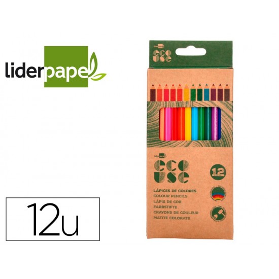 LAPICES DE COLORES LIDERPAPEL ECOUSE CAJA DE 12 UNIDADES COLORES SURTIDOS CON CERTIFICADO FSC LAPICES DE COLORES LIDERPAPEL ECOUSE CAJA DE 12 UNIDADES COLORES SURTIDOS CON CERTIFICADO FSC
