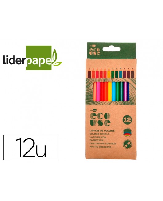 LAPICES DE COLORES LIDERPAPEL ECOUSE CAJA DE 12 UNIDADES COLORES SURTIDOS CON CERTIFICADO FSC