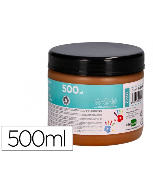 PINTURA DEDOS LIDERPAPEL MARRON TARRINA DE 500 CC