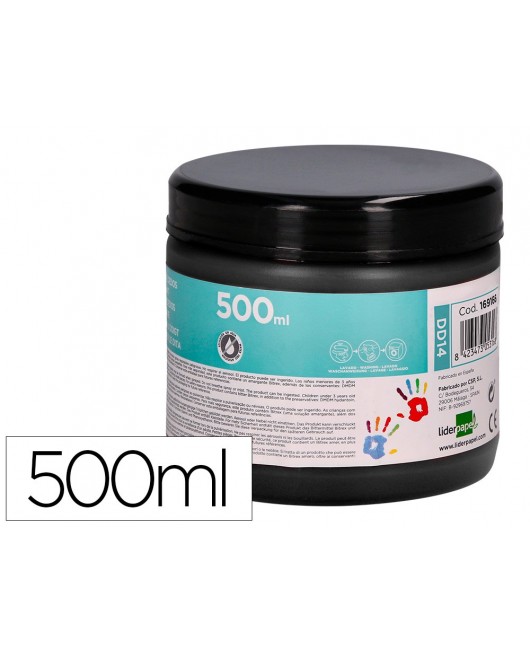 PINTURA DEDOS LIDERPAPEL NEGRO TARRINA DE 500 CC