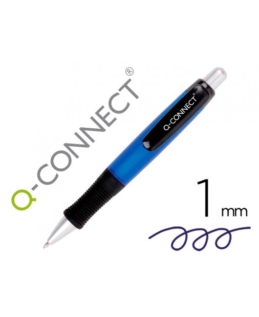 BOLIGRAFO Q-CONNECT PREMIUM RETRACTIL CON SUJECION DE CAUCHO COLOR AZUL PUNTA 1 MM