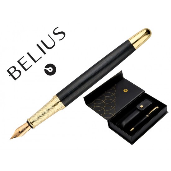 PLUMA Y ESTUCHE CUERO BELIUS PASSION DOR ALUMINIO TEXTURA CEPILLADA COLOR NEGRO Y DORADO TINTA AZUL CAJA DISEÑO PLUMA Y ESTUCHE CUERO BELIUS PASSION DOR ALUMINIO TEXTURA CEPILLADA COLOR NEGRO Y DORADO TINTA AZUL CAJA DISEÑO