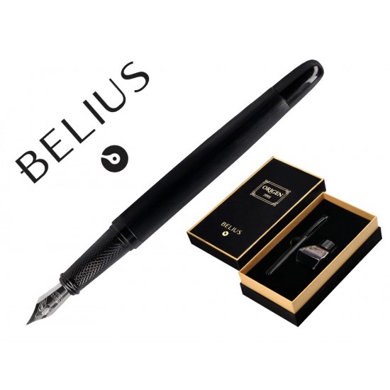 PLUMA Y FRASCO DE TINTA BELIUS ORIGEN 1995 ALUMINIO TEXTURA CEPILLADA COLOR NEGRO TINTA NEGRA CAJA DISEÑO PLUMA Y FRASCO DE TINTA BELIUS ORIGEN 1995 ALUMINIO TEXTURA CEPILLADA COLOR NEGRO TINTA NEGRA CAJA DISEÑO