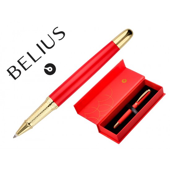 BOLIGRAFO BELIUS PASSION DOR ALUMINIO TEXTURA CEPILLADA COLOR ROJO Y DORADO TINTA AZUL CAJA DE DISEÑO BOLIGRAFO BELIUS PASSION DOR ALUMINIO TEXTURA CEPILLADA COLOR ROJO Y DORADO TINTA AZUL CAJA DE DISEÑO