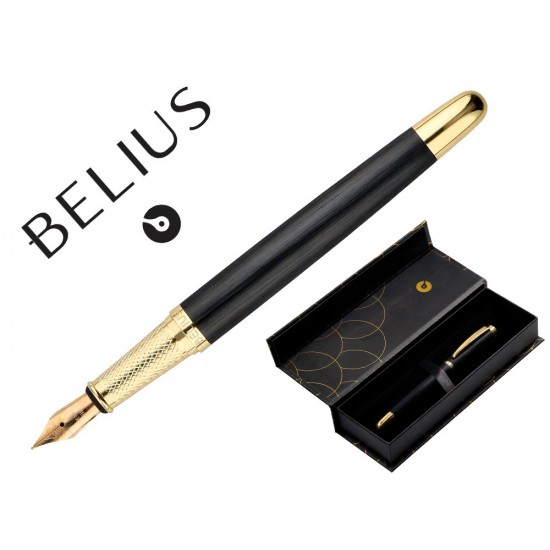 PLUMA BELIUS PASSION DOR ALUMINIO TEXTURA CEPILLADA COLOR NEGRO Y DORADO TINTA AZUL CAJA DE DISEÑO PLUMA BELIUS PASSION DOR ALUMINIO TEXTURA CEPILLADA COLOR NEGRO Y DORADO TINTA AZUL CAJA DE DISEÑO