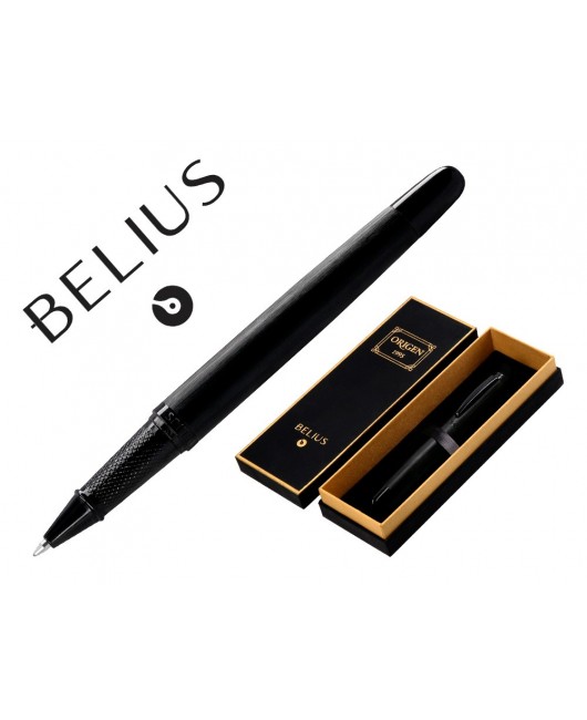 ROLLER BELIUS ORIGEN 1995 ALUMINIO TEXTURA CEPILLADA COLOR NEGRO TINTA NEGRA CAJA DE DISEÑO