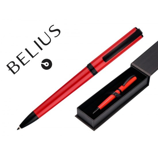 BOLIGRAFO BELIUS TURBO ALUMINIO COLOR ROJO Y NEGRO TINTA AZUL CAJA DE DISEÑO BOLIGRAFO BELIUS TURBO ALUMINIO COLOR ROJO Y NEGRO TINTA AZUL CAJA DE DISEÑO