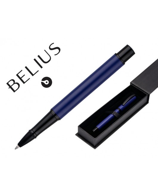 ROLLER BELIUS TURBO ALUMINIO COLOR AZUL Y NEGRO TINTA AZUL CAJA DE DISEÑO