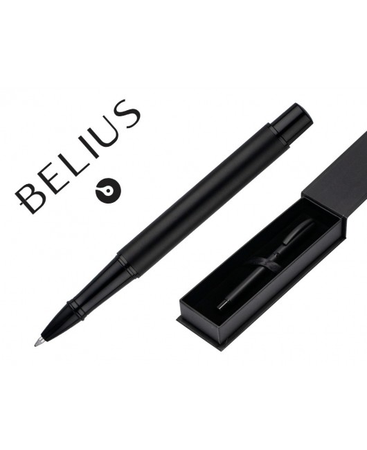 ROLLER BELIUS TURBO ALUMINIO COLOR NEGRO TINTA AZUL CAJA DE DISEÑO